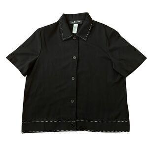 Sag Harbor Black Button-Up Blouse